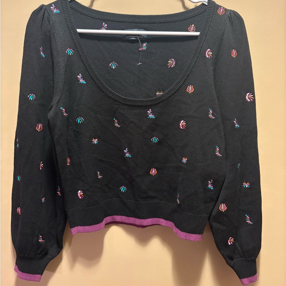 Maeve Anthropologie Sweater Embroidered Scoop Neck – PROTOTYPE Rare Sample!